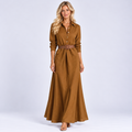 Elegant Lace Collar Maxi Dress with Flattering Fit for Women