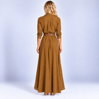 Elegant Lace Collar Maxi Dress with Flattering Fit for Women