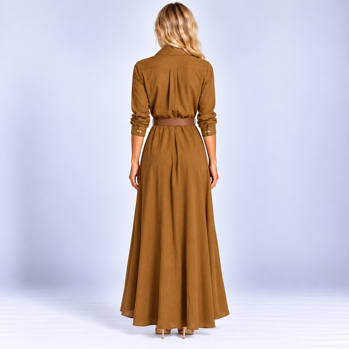 Elegant Lace Collar Maxi Dress with Flattering Fit for Women